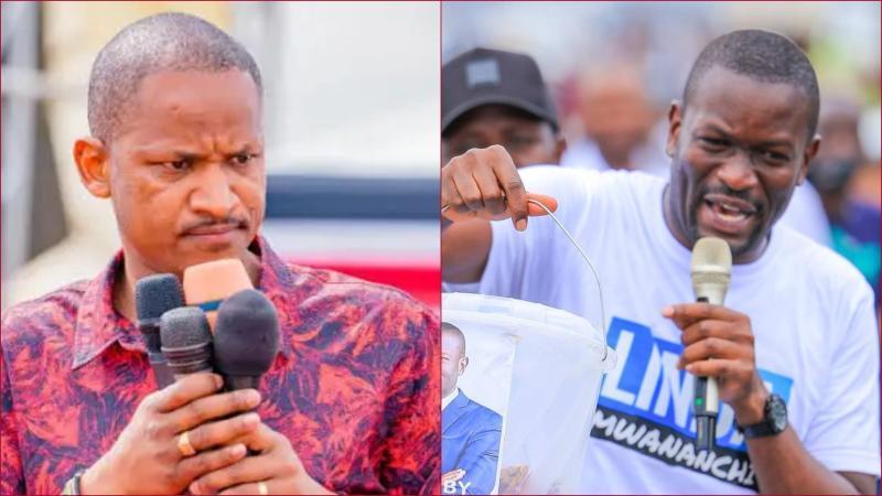 Embakasi East MP Babu Owino (pictured left) was not present at Linda Mwananchi's Kamukuywa rally.